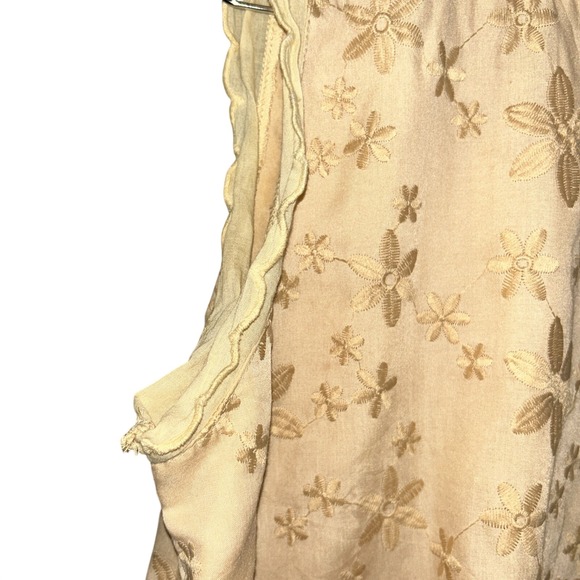 Vintage 60's/70s Tan Embroidered Dress Size Medium 20" Ptp & 36" Long - Picture 3 of 6
